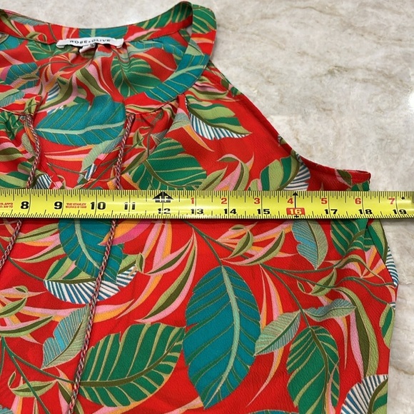Rose + Olive Tropical Halter‎ Top Blouse XS - Picture 7 of 9